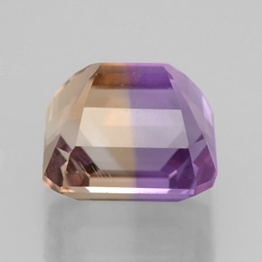 4.23克拉天然双色紫黄晶，祖母绿式切割，9.2×8.9毫米，VVS