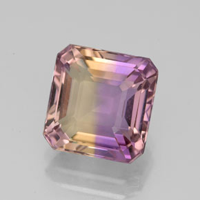 2.90克拉天然双色紫黄晶，祖母绿式切割，8.6×8.3毫米，VVS