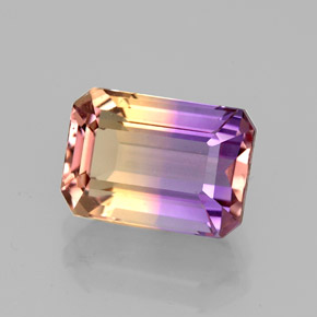 2.92克拉天然双色紫黄晶，祖母绿式切割，10×7毫米，VVS