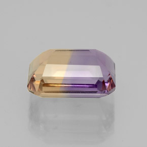 2.92克拉天然双色紫黄晶，祖母绿式切割，10×7毫米，VVS