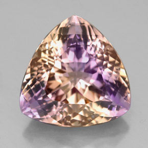 9.29克拉天然双色紫黄晶，三角形，14.2×13.9毫米，VVS