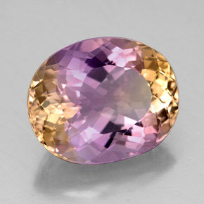 7.88克拉天然双色紫黄晶，椭圆形切割，14.3×11.7毫米，VVS