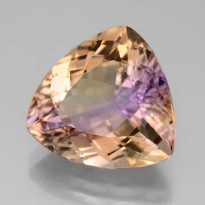 7.13克拉天然双色紫黄晶，三角形，14×13.5毫米，VVS-VS