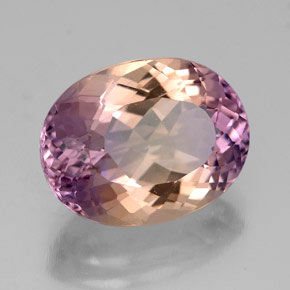 5.69克拉天然双色紫黄晶，椭圆形切割，13.4×10.3毫米，VVS