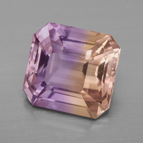 4.98克拉天然双色紫黄晶，祖母绿式切割，10.6×10毫米，VVS-VS