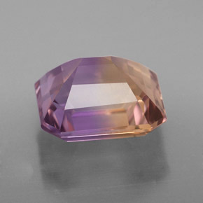 4.98克拉天然双色紫黄晶，祖母绿式切割，10.6×10毫米，VVS-VS