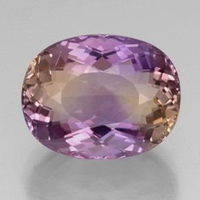 17.66克拉天然双色紫黄晶，椭圆形切割，18.1×14.2毫米，VVS-VS