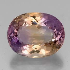 19.11克拉天然双色紫黄晶，椭圆形切割，19.5×15.3毫米，VVS-VS