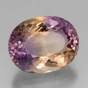 19.11克拉天然双色紫黄晶，椭圆形切割，19.5×15.3毫米，VVS-VS