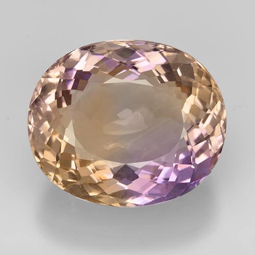 17.20克拉天然双色紫黄晶，椭圆形切割，18.2×15.4毫米，VS