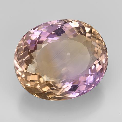 17.20克拉天然双色紫黄晶，椭圆形切割，18.2×15.4毫米，VS