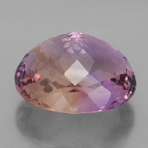 25.99克拉天然双色紫黄晶，椭圆形切割，20×17.5毫米，VVS