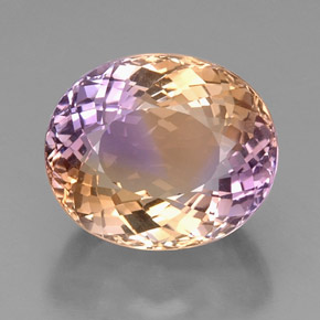 16.82克拉天然双色紫黄晶，椭圆形切割，17.3×14.5毫米，VVS-VS