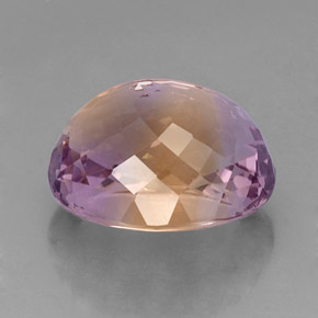16.82克拉天然双色紫黄晶，椭圆形切割，17.3×14.5毫米，VVS-VS