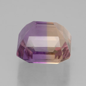 5.43克拉天然双色紫黄晶，祖母绿式切割，10.1×10毫米，VVS-VS