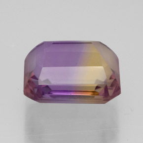 5.30克拉天然双色紫黄晶，祖母绿式切割，10.9×9.2毫米，VVS-VS