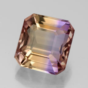 5.07克拉天然双色紫黄晶，祖母绿式切割，10.5×9.9毫米，VVS