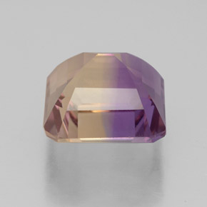 3.84克拉天然双色紫黄晶，祖母绿式切割，9.5×9.1毫米，VVS-VS