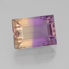 2.85克拉天然双色紫黄晶，长方形切工，9.9×6.9毫米，VVS-VS