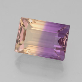2.85克拉天然双色紫黄晶，长方形切工，9.9×6.9毫米，VVS-VS