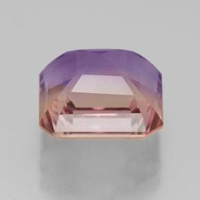 4.78克拉天然双色紫黄晶，祖母绿式切割，10.3×9.5毫米，VS