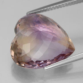 12.34克拉天然双色紫黄晶，心形，16.3×15.7毫米，VS