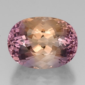 19.41克拉天然双色紫黄晶，椭圆形切割，19.7×14.6毫米，VVS