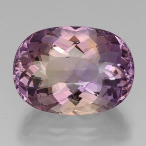 19.15克拉天然双色紫黄晶，椭圆形切割，19.9×14.6毫米，IF