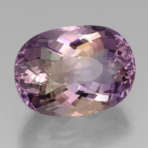 19.15克拉天然双色紫黄晶，椭圆形切割，19.9×14.6毫米，IF