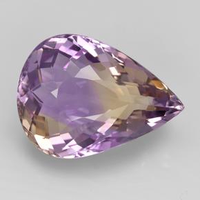 14.61克拉天然双色紫黄晶，梨形，19.6×14.5毫米，VS