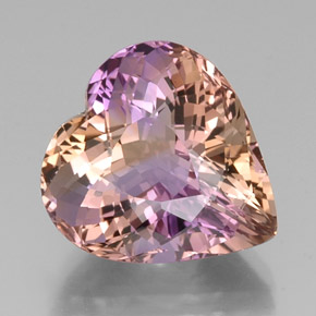 14.43克拉天然双色紫黄晶，心形，17.1×16.2毫米，VVS
