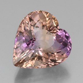 14.43克拉天然双色紫黄晶，心形，17.1×16.2毫米，VVS