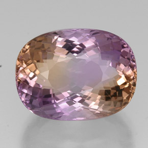 21.20克拉天然双色紫黄晶，椭圆形切割，19.6×14.6毫米，VVS