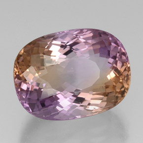 21.20克拉天然双色紫黄晶，椭圆形切割，19.6×14.6毫米，VVS