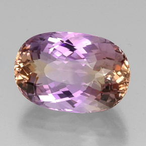 16.93克拉天然双色紫黄晶，椭圆形切割，19.2×13.2毫米，VS