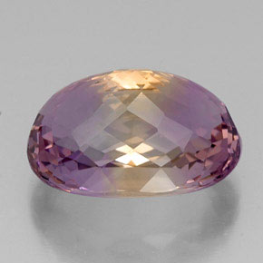 19.00克拉天然双色紫黄晶，椭圆形切割，19.7×13.6毫米，VVS