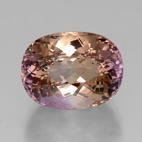 11.43克拉天然双色紫黄晶，椭圆形切割，15.4×11.8毫米，VVS