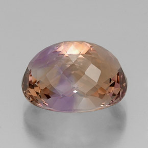 11.43克拉天然双色紫黄晶，椭圆形切割，15.4×11.8毫米，VVS