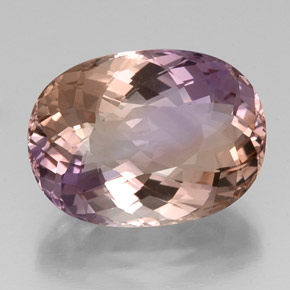 17.90克拉天然双色紫黄晶，椭圆形切割，19.8×14.6毫米，IF