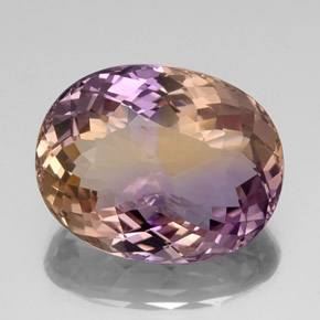 21.60克拉天然双色紫黄晶，椭圆形切割，20.7×16.4毫米，VVS