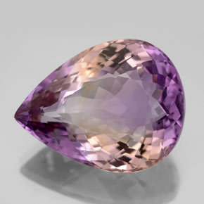 13.91克拉天然双色紫黄晶，梨形，19.1×14.8毫米，VS