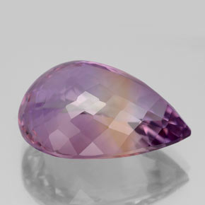 13.91克拉天然双色紫黄晶，梨形，19.1×14.8毫米，VS