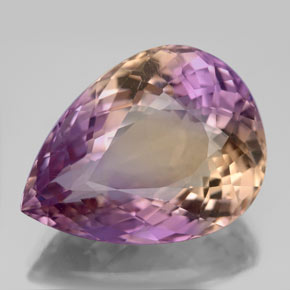 16.46克拉天然双色紫黄晶，梨形，20.4×15.4毫米，VVS