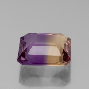 4.01克拉天然双色紫黄晶，祖母绿式切割，10.6×10毫米，VS