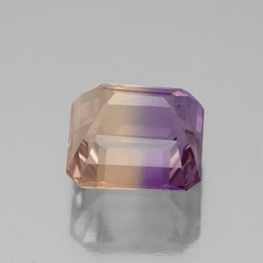 3.53克拉天然双色紫黄晶，祖母绿式切割，9×8.2毫米，VS