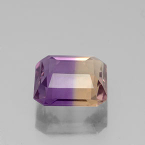 3.06克拉天然双色紫黄晶，祖母绿式切割，9.4×9.3毫米，VS