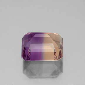 3.11克拉天然双色紫黄晶，祖母绿式切割，9.2×7.5毫米，VVS