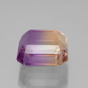 5.58克拉天然双色紫黄晶，祖母绿式切割，10.7×9.9毫米，VS