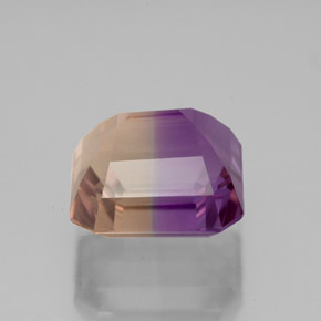 4.48克拉天然双色紫黄晶，祖母绿式切割，9.8×9.6毫米，VS