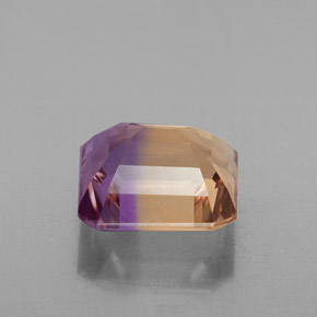 4.37克拉天然双色紫黄晶，祖母绿式切割，10×9.7毫米，VS